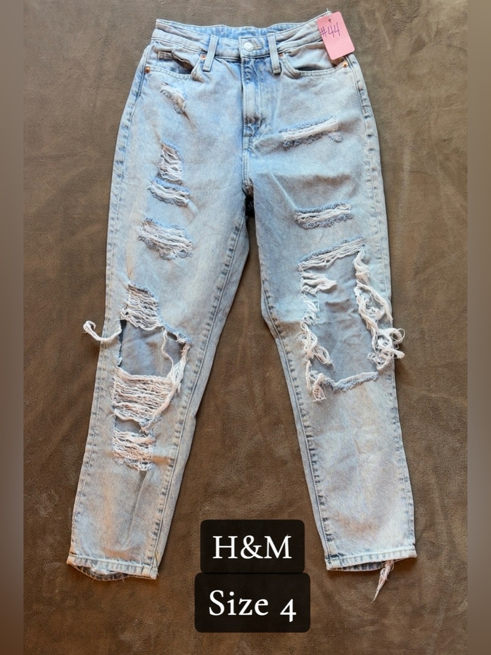 H&M Light Blue Distressed Boyfriend Jeans